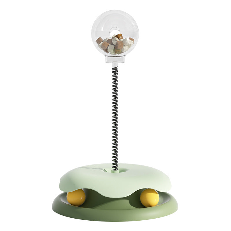 2-in-1 Cat Treat-Dispensing Toy: Spring Ball for Kitten Play and Training