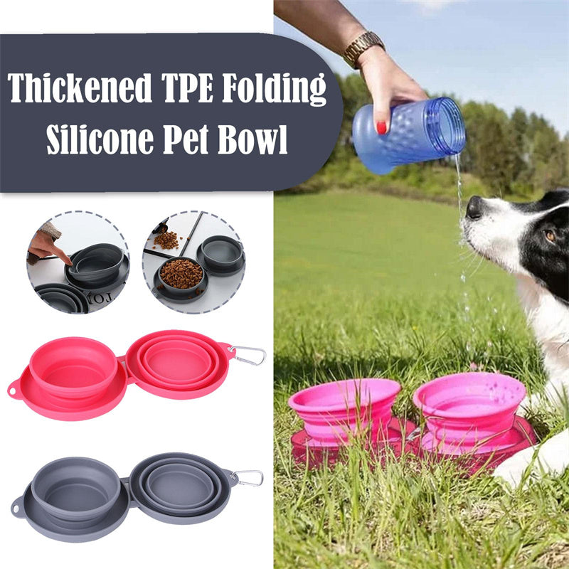 Collapsible Rubber Double Pet Feeding Bowl — Pet Supplies
