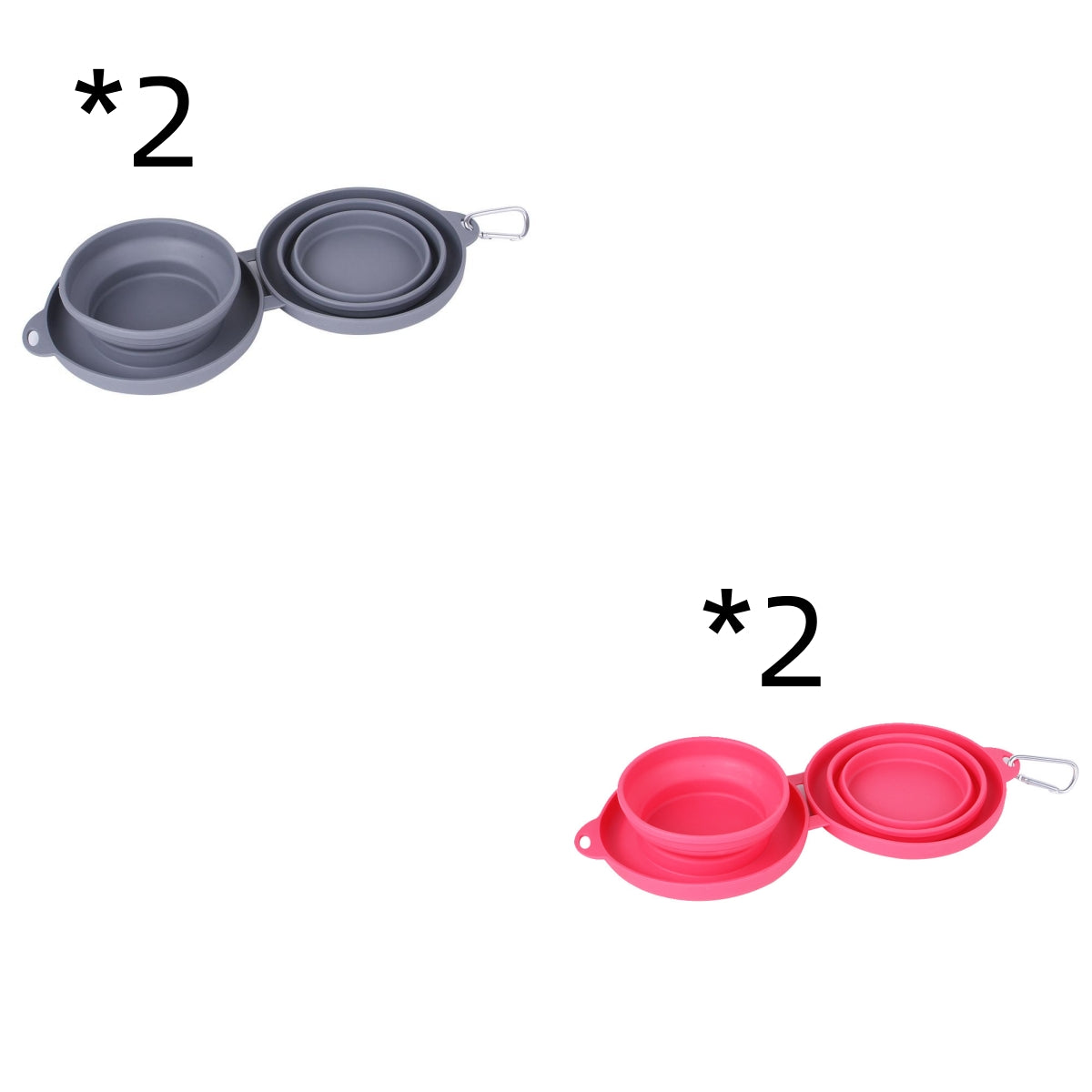 Collapsible Rubber Double Pet Feeding Bowl — Pet Supplies