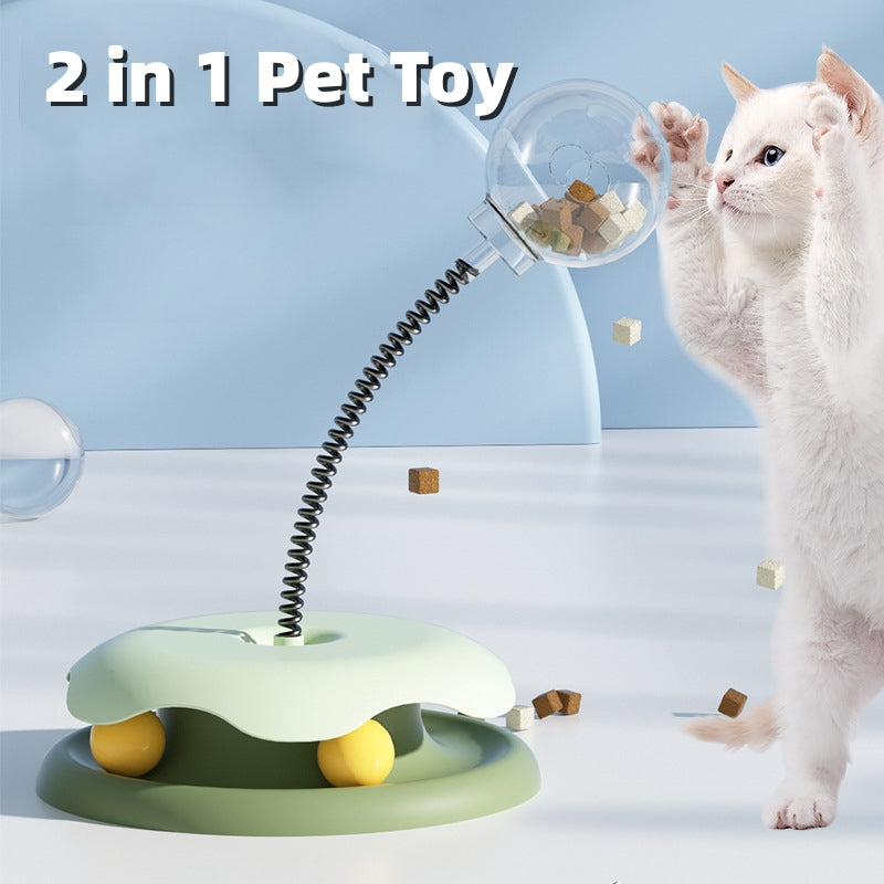 2-in-1 Cat Treat-Dispensing Toy: Spring Ball for Kitten Play and Training
