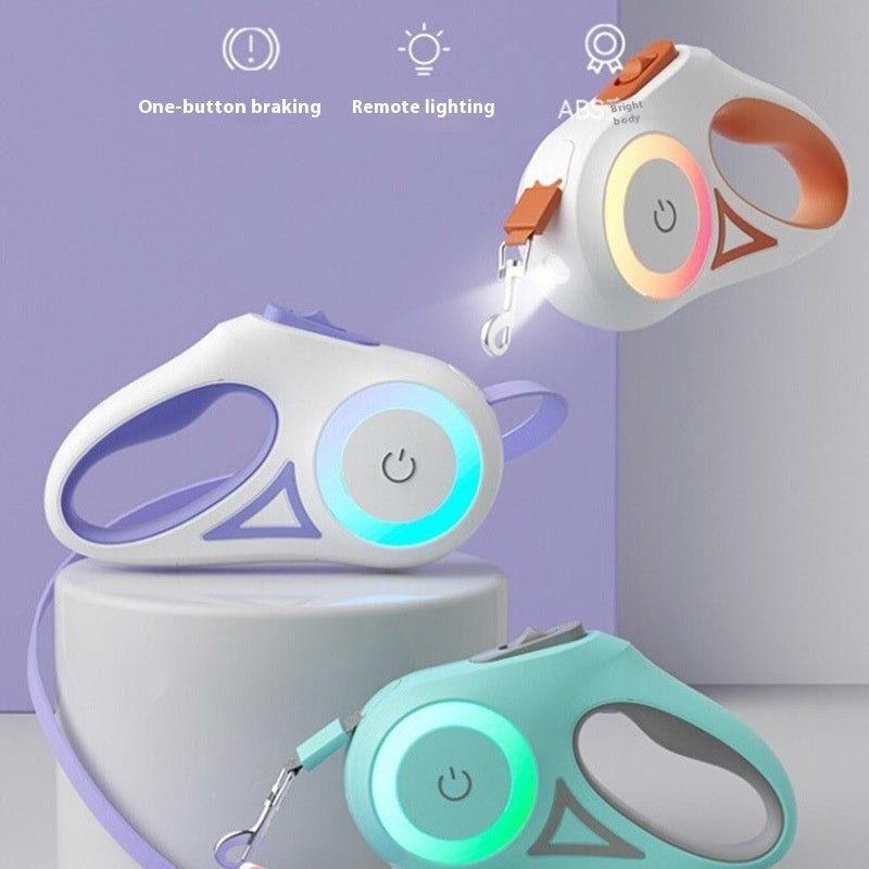 Retractable Pet Leash and Collar Set with Built-in Light