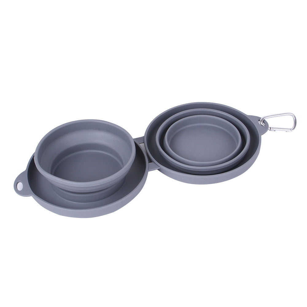 Collapsible Rubber Double Pet Feeding Bowl — Pet Supplies