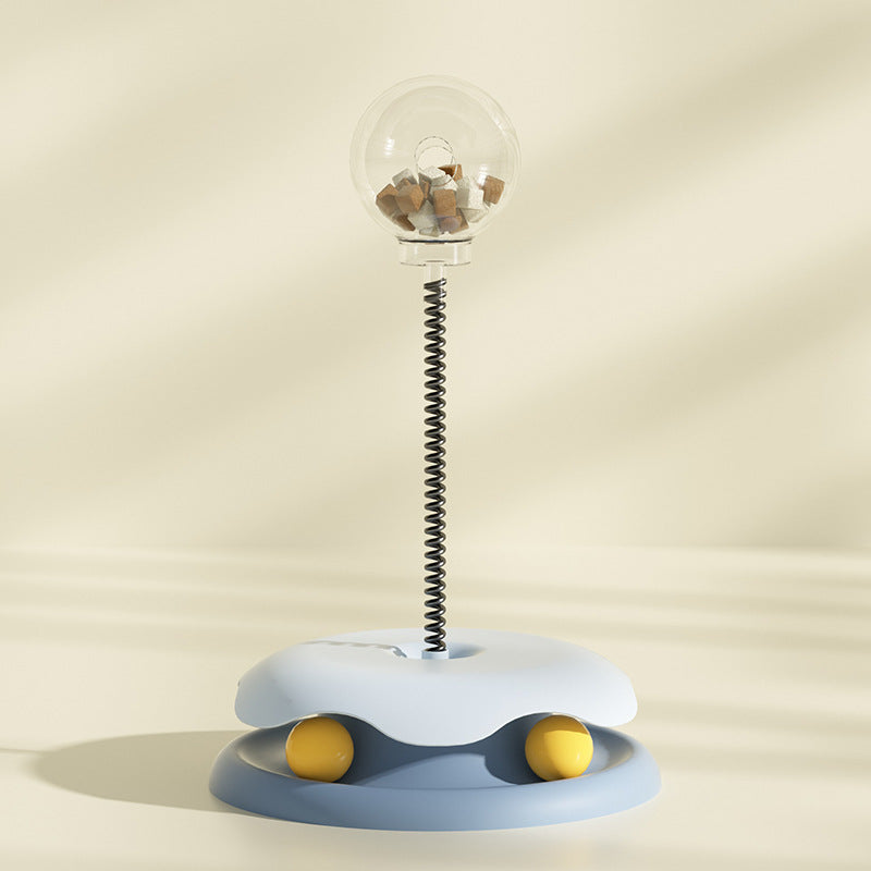 2-in-1 Cat Treat-Dispensing Toy: Spring Ball for Kitten Play and Training