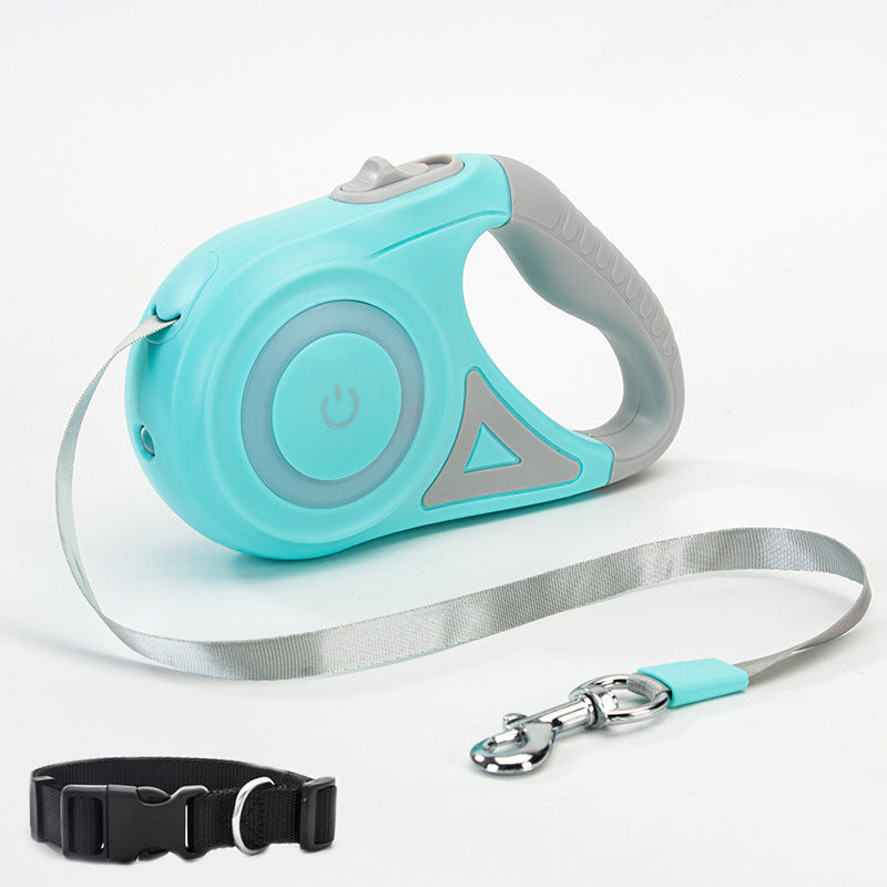 Retractable Pet Leash and Collar Set with Built-in Light