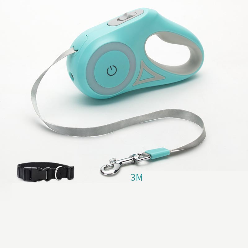 Retractable Pet Leash and Collar Set with Built-in Light