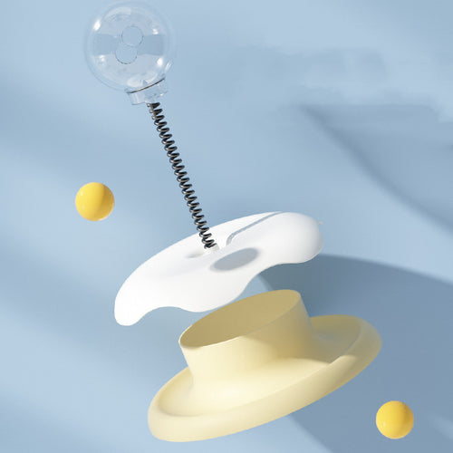 2-in-1 Cat Treat-Dispensing Toy: Spring Ball for Kitten Play and Training