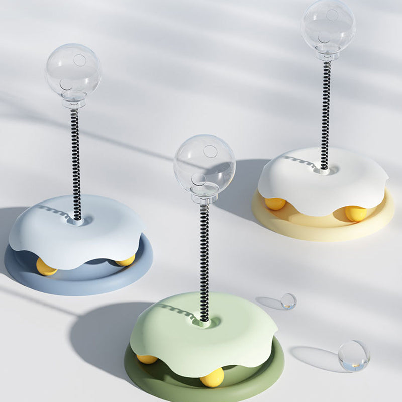 2-in-1 Cat Treat-Dispensing Toy: Spring Ball for Kitten Play and Training