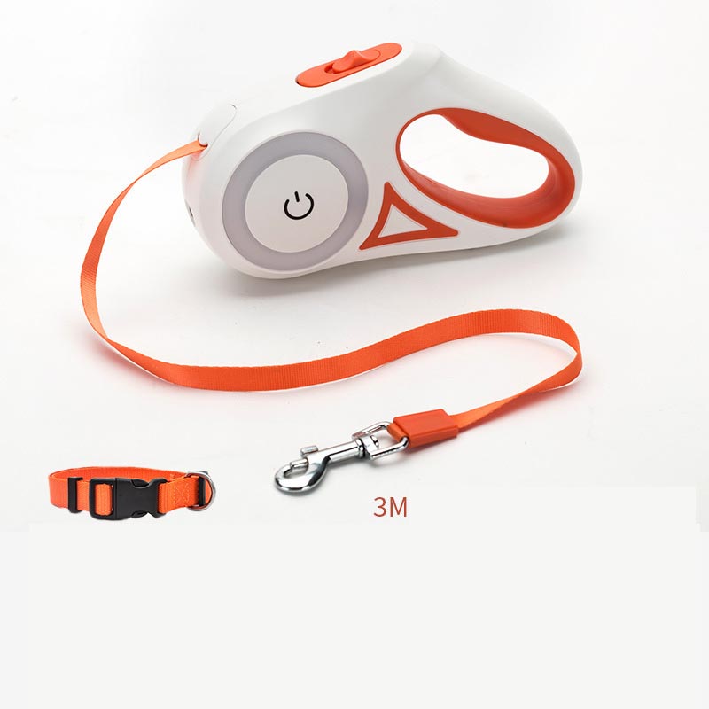 Retractable Pet Leash and Collar Set with Built-in Light