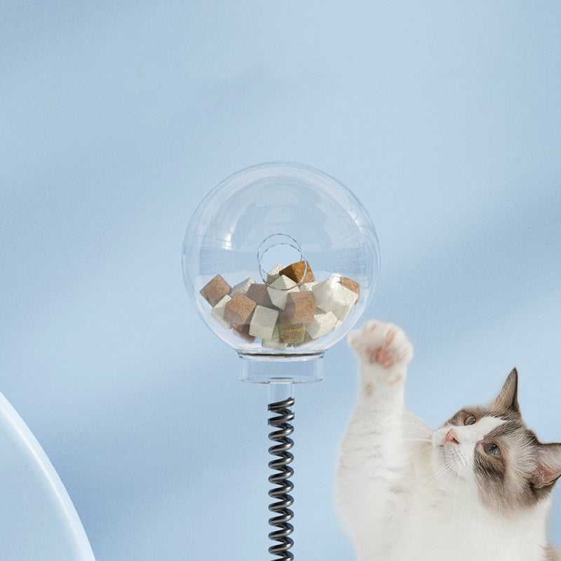 2-in-1 Cat Treat-Dispensing Toy: Spring Ball for Kitten Play and Training