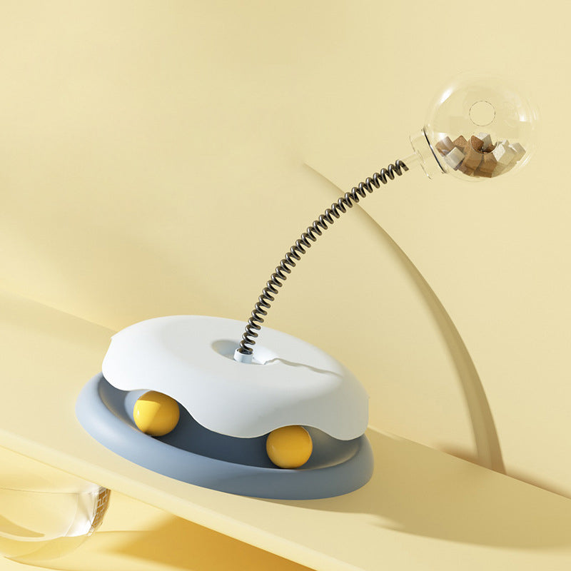 2-in-1 Cat Treat-Dispensing Toy: Spring Ball for Kitten Play and Training