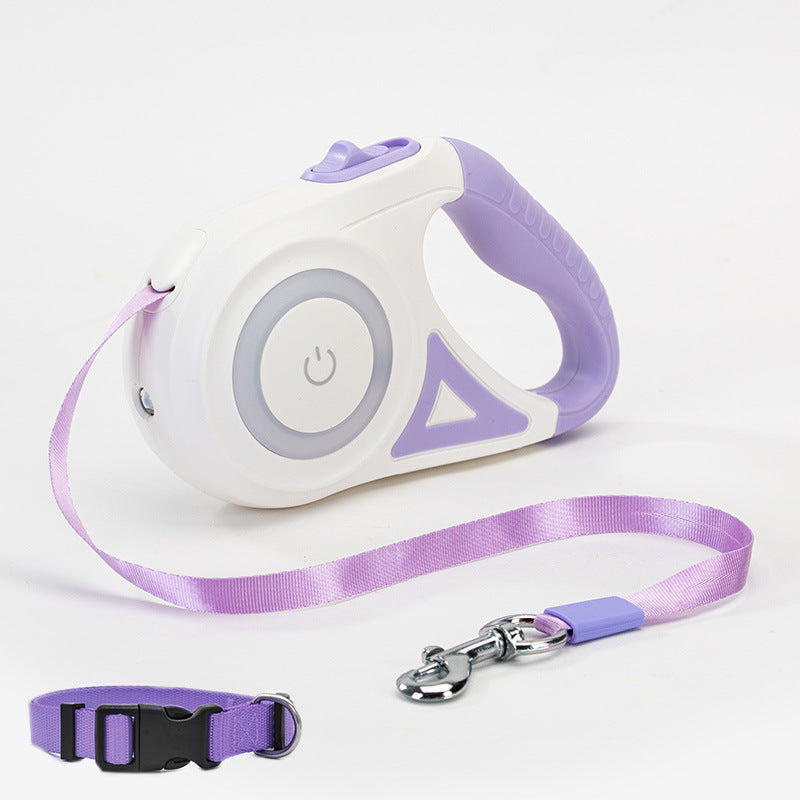 Retractable Pet Leash and Collar Set with Built-in Light
