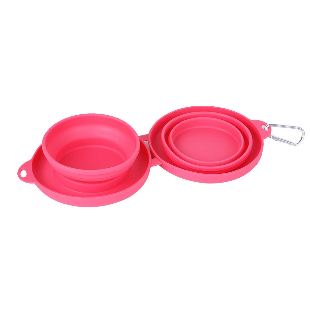 Collapsible Rubber Double Pet Feeding Bowl — Pet Supplies