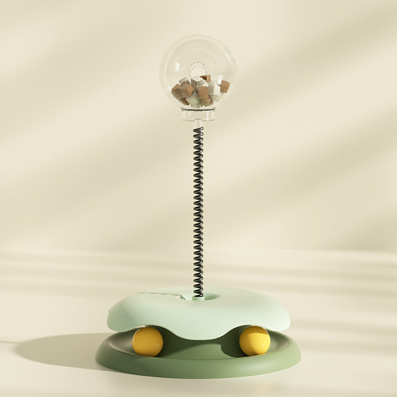 2-in-1 Cat Treat-Dispensing Toy: Spring Ball for Kitten Play and Training