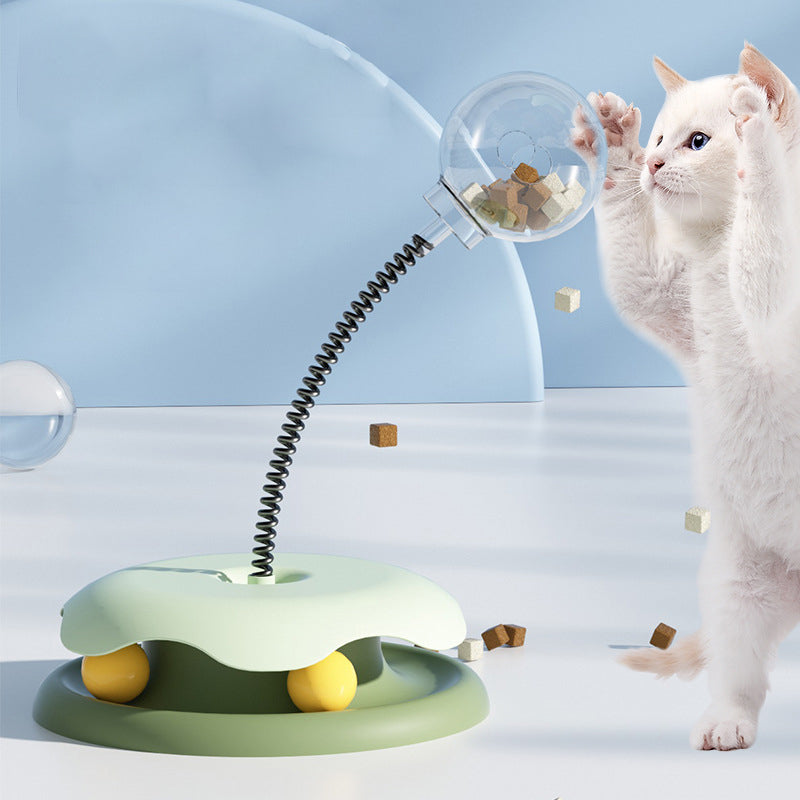 2-in-1 Cat Treat-Dispensing Toy: Spring Ball for Kitten Play and Training