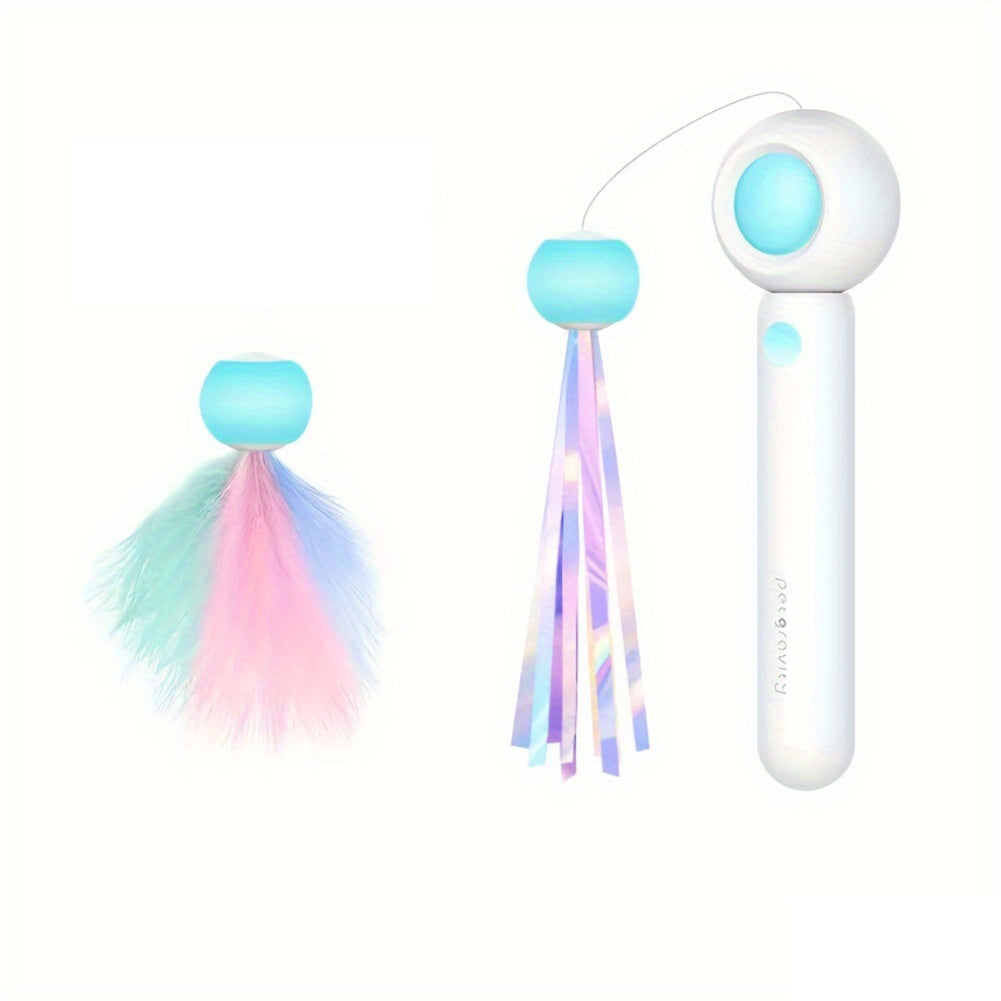 Retractable Feather Cat Teaser — Indoor Toy